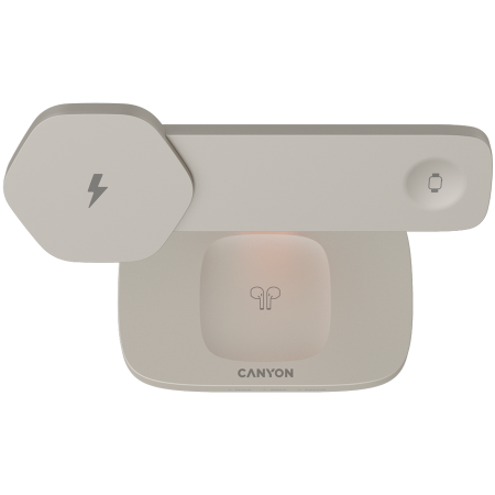 CANYON Wireless Charging Station Hexagon 310 3in1 LightGrey/Orange [2]