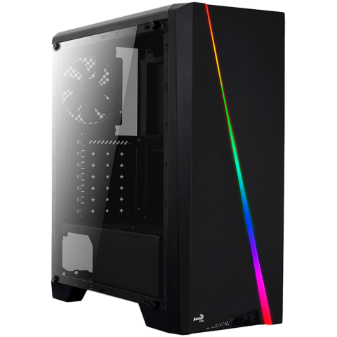 Carcase - Carcasa Aerocool Cylon neagra, SPCC Steel ATX Mid Tower, fara sursa (tip ATX, montata jos)