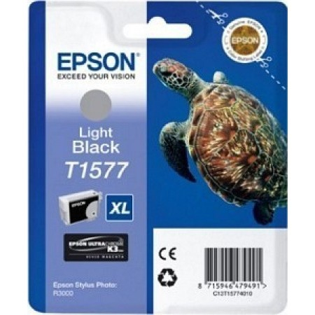 Stylus Photo - Cartuș cerneala Epson T1577, negru deschis (Light Black), original, 2300 pagini, 25.9 ml
