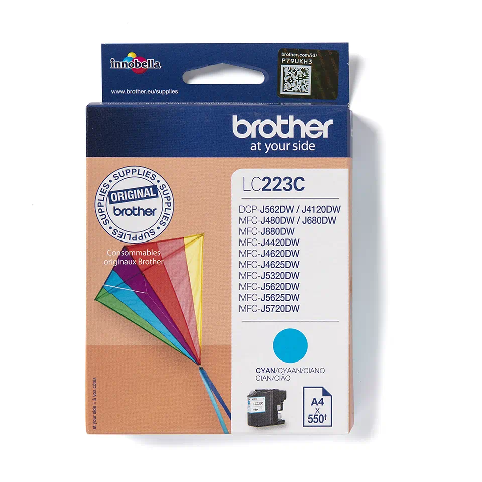 MFC-J5320DWDW - Cartus cerneala Brother LC223C, albastru (cyan), original, 550 pagini, 10 ml
