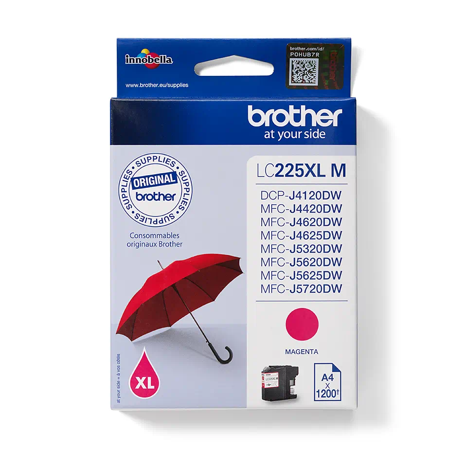 MFC-J5320DWDW - Cartus cerneala Brother LC225XLM, roz (magenta), original, 1200 pagini, 15 ml