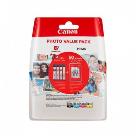 Pixma TS8151 - Set cartus hirtie + cerneala Canon, CLI-581XL C/M/Y/BK PHOTO VALUE Pack