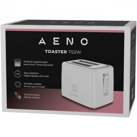 Electric Toaster, White, 220-240V, 50-60Hz, 780-930W, 2 slots, 3 modes, 7 browning levels [6]