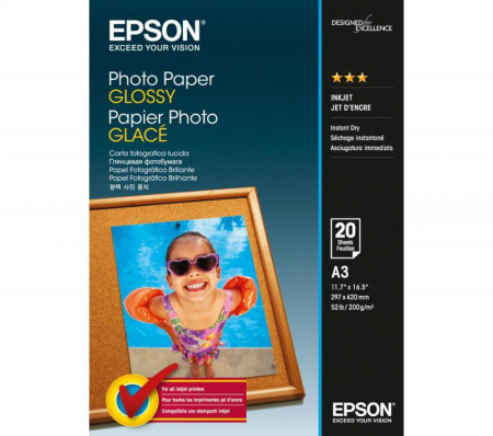 Hartie foto - Hartie foto Epson S042536, dimensiune A3, 20 coli, tip glossy, greutate 200g/m2