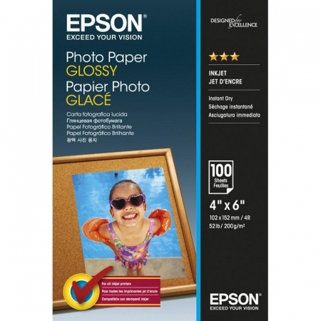 Hartie foto - Hartie foto Epson S042548, dimensiune 10x15cm, 100 coli, tip glossy, greutate 200g/m2