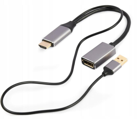 Cabluri & Adaptoare - Adaptor video activ Gembird A-HDMIM-DPF-02, HDMI tată la DisplayPort mamă, 4K, Negru