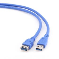 Cabluri & Adaptoare - Cablu prelungitor USB 3.0 Gembird High End, USB-A tată la USB-A mamă, 1.8m, Albastru (CCP-USB3-AMAF-6)