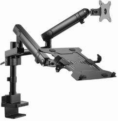 Monitoare - Braț articulat pentru monitor și suport laptop Gembird MA-DA3-02, Ajustabil, Full-motion, Negru