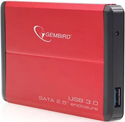 Carcase HDD externe - Rack HDD extern Gembird EE2-U3S-2-R, pentru HDD/SSD 2.5 inch SATA, USB 3.0, Aluminiu, Roșu