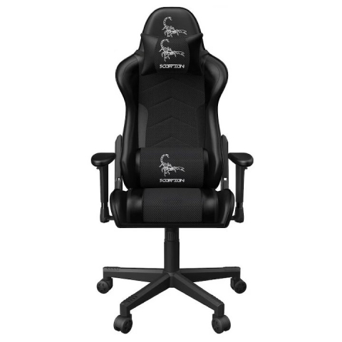 Scaune de gaming - Scaun de gaming Gembird Scorpion, Negru (Black Mesh / Black Skin)