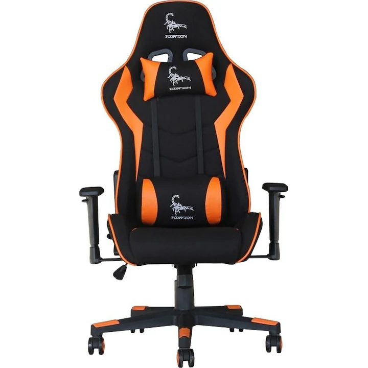 Sisteme Mesh WiFi - Scaun de gaming Gembird Scorpion, Mesh, Negru cu accente portocalii (GC-SCORPION-04X)