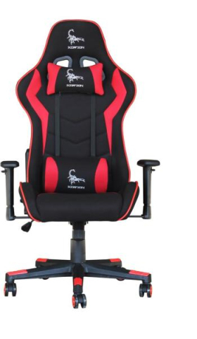 Scaune de gaming - Scaun de gaming Gembird Scorpion, negru cu insertii roșii (Black Mesh / Red Skin Accents)