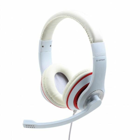 Periferice PC - Casca stereo cu microfon Gembird MHS-03-WTRD alb rosu