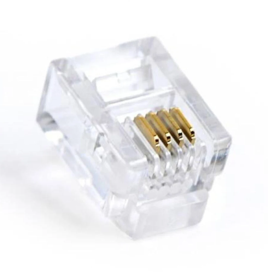 Telecom & Wearables - Conector modular telefonic Gembird MP-6P4C, RJ11, 6P4C, Set 100 bucăți, Placare aur 15u
