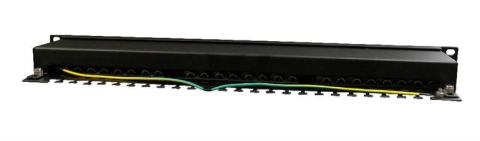 Patch Panel 19" GEMBIRD, 24 Porturi, 1U, Cat. 5e, Ecranat, Negru [1]