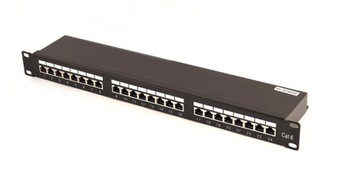 Patch panel-uri - Patch Panel 19" GEMBIRD, 24 Porturi, 1U, Cat. 6, cu management cabluri, Negru