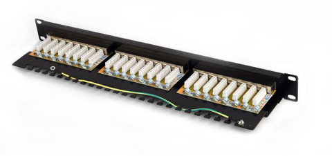 Patch Panel 19" GEMBIRD, 24 Porturi, 1U, Cat. 6, cu management cabluri, Negru [1]