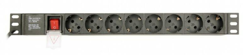PDU - PDU GEMBIRD (Unitate de Distribuție a Puterii), 8x Socluri Franceze, 1U, 10A, 3m, Conector C14