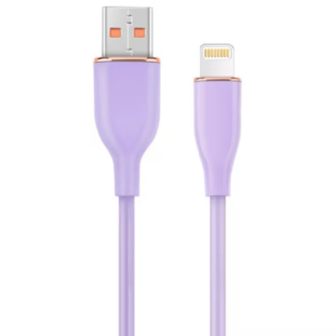 Telefoane - : Cablu de date și încărcare Gembird CC-USB2S-AM8PM-1.5M-P, Premium Silicon, Lightning (8-pin), 1.5m, Violet