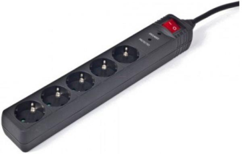 Cabluri de alimentare & prelungitoare - Prelungitor cu protectie la supratensiune GEMBIRD SPG-5-C-5, 5 prize, 1.5m, Negru (SPG-5-C-5)