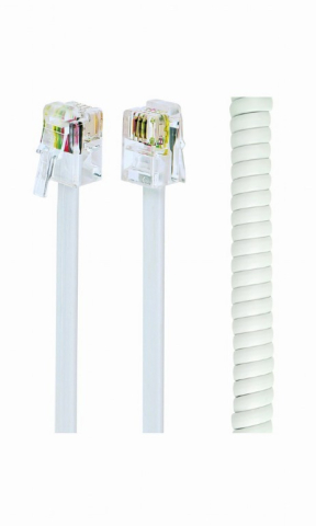 Accesorii Telefoane Fixe - Cablu spiralat pentru receptor telefonic GEMBIRD TC4P4CS-2M-W, 2m, Alb