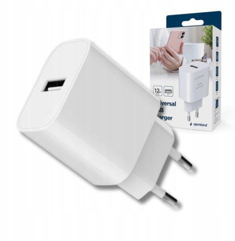 Telefoane - Încărcător Universal Gembird USB, 2.4A, Alb