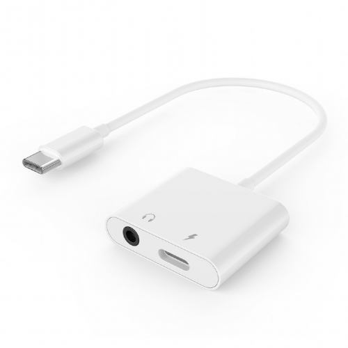 Adaptoare - Adaptor Audio GEMBIRD, USB Type-C la Jack 3.5mm Stereo, cu Port de Încărcare, Alb