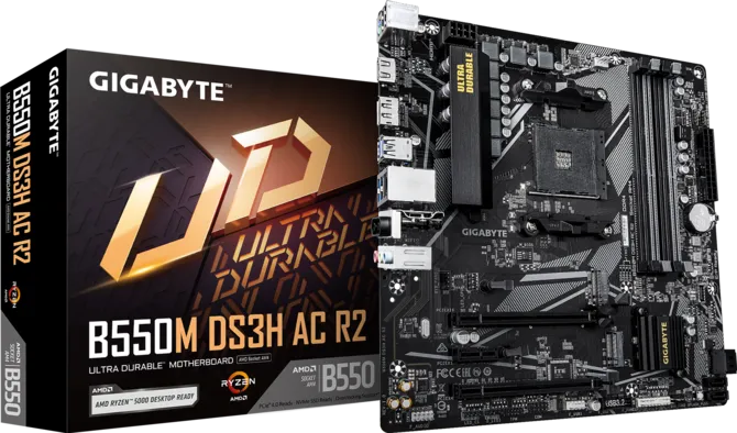 Placi de baza - Placa de baza GIGABYTE B550M DS3H AC R2, Socket AM4, 4 x DDR4, 4 x SATA, 2 x M.2 (B550M DS3H AC R2) - GIGABYTE