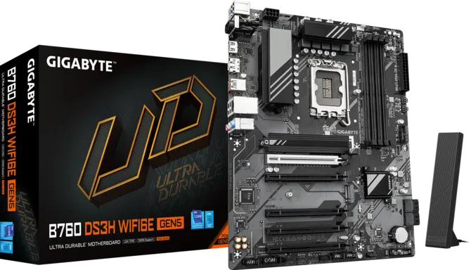 Placi de baza - Placa de baza GIGABYTE B760 DS3H WF6E GEN5, Socket LGA1700, 4 x DDR5, 4 x SATA, 2 x M.2 (B760 DS3H WF6E GEN5) - GIGABYTE