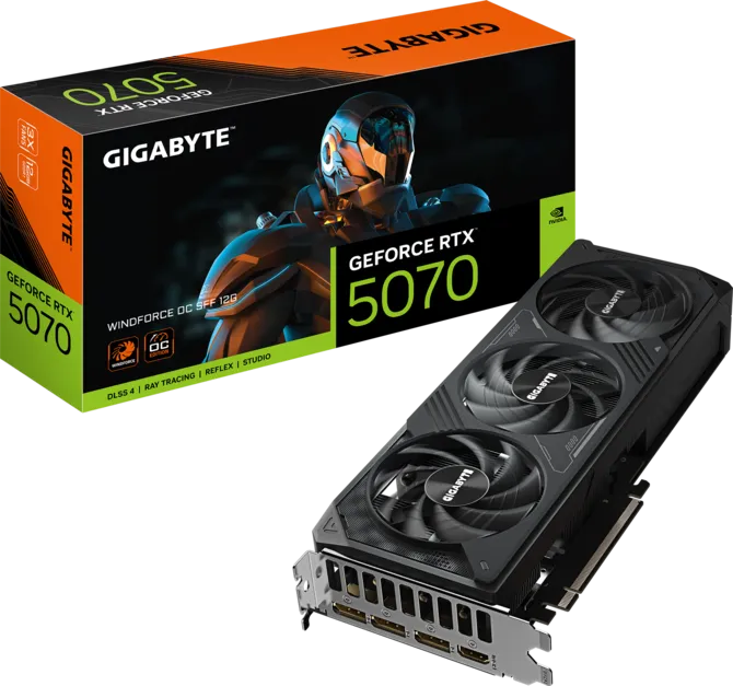 Componente - Placa video GIGABYTE GeForce RTX 5070 WINDFORCE OC 12GB GDDR7 (GV-N5070WF3OC-12GD) - GIGABYTE