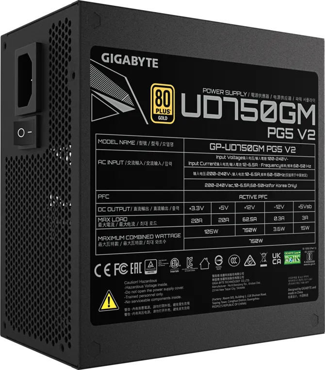 Sursa de alimentare GIGABYTE UD750GM PG5 V2 750W 80 Plus Gold Fully Modular (GP-UD750GM PG5 V2) - GIGABYTE [5]