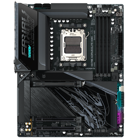 Placi de baza - GIGABYTE Mainboard Desktop X870E AORUS ELITE X3D (AM5,4 x DDR5,2 x USB4 TypeC, 2xHDMI, 5GLAN,Wi-Fi 7, BT5.4, 1xPCIe x16,4xM.2,4xSATA6) ATX