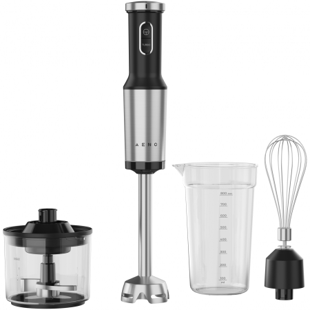 AGD - Hand Blender, 1200W in CB, Black, Tiger Teeth Cutter, Whisk, Food Processor, Cup