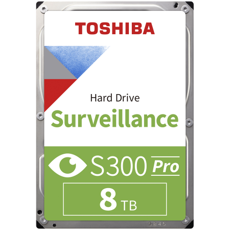 Hard disk uri - HDD Video Surveillance TOSHIBA S300 PRO 8TB CMR, 3.5'', 512MB, 7200RPM, SATA, 64 cameras, 24/7, TBW: 300