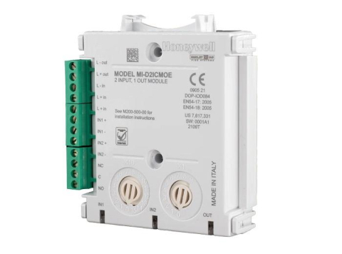 NOD_products_tech - Honeywell Morley-IAS Modul 2 intrări si 1 ieșire MI/D2ICMOE, cu izolator; Curent maxim in standby 140 µA @ 24 VDC (fara comunicari); Tensiune de operare 15-32 VDC; Optiune de montare pe sina DIN;Indic