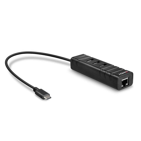 NOD_products_tech - Hub USB LINDY 43249 USB-C, 4 porturi, RJ-45, Negru