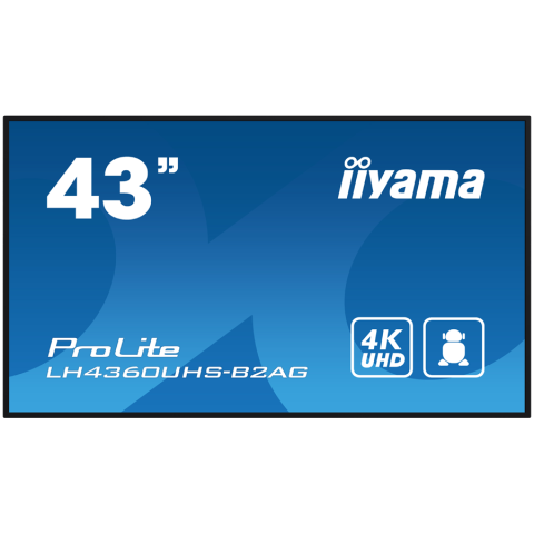 Monitoare - IIYAMA ProLite LH4360UHS-B2AG - Monitor profesional LFD, 43" (42.5"), 4K UHD, 500 cd/m², Android 11