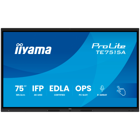 Monitoare\ Televizoare - IIYAMA LFD TE7515A-B2AG Interactive Screen 75" IPS 4K 16:9 550cd 1200:1 8ms DeepContrast Touch 40pt iiWare 21E Android 14 OS