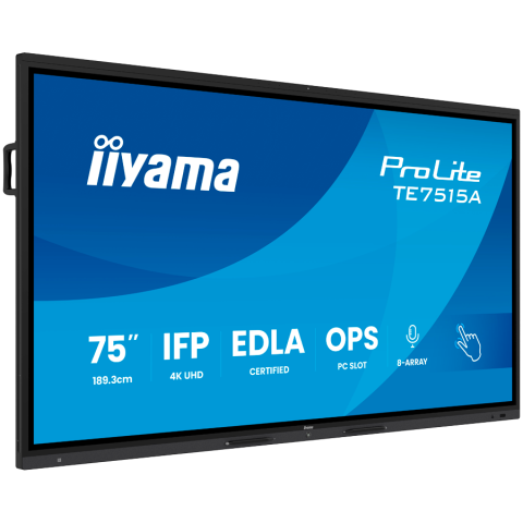 IIYAMA LFD TE7515A-B2AG Interactive Screen 75" IPS 4K 16:9 550cd 1200:1 8ms DeepContrast Touch 40pt iiWare 21E Android 14 OS [1]