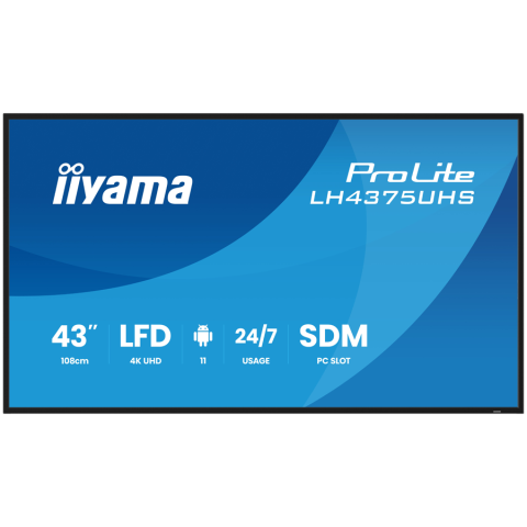 Monitoare\ Televizoare - Iiyama ProLite LH4375UHS-B2AG 43" (42.5" viewable) LED-backlit LCD BUILT IN MEDIA PLAYER SDMM Slot PC 4K UHD (2160p) 3840 x 2160 BLACK