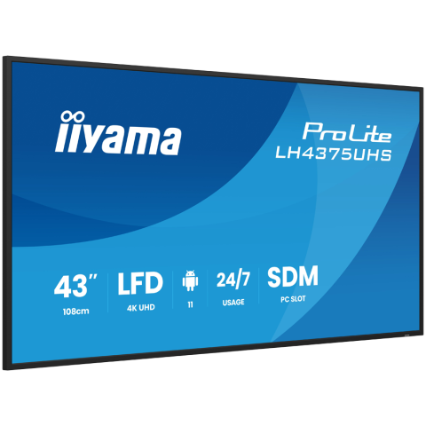 Iiyama ProLite LH4375UHS-B2AG 43" (42.5" viewable) LED-backlit LCD BUILT IN MEDIA PLAYER SDMM Slot PC 4K UHD (2160p) 3840 x 2160 BLACK [1]