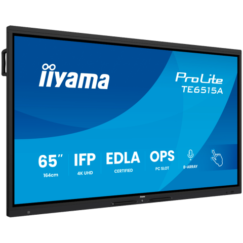 iiyama ProLite TE6515A-B2AG - 65 LED-backlit touchscreen (multi touch) / 8-microphone array / optional slot-in PC capability - 4K UHD [1]