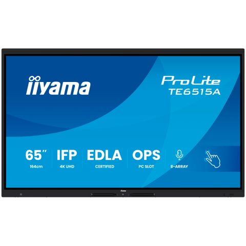Monitoare\ Televizoare - iiyama ProLite TE6515A-B2AG - 65 LED-backlit touchscreen (multi touch) / 8-microphone array / optional slot-in PC capability - 4K UHD
