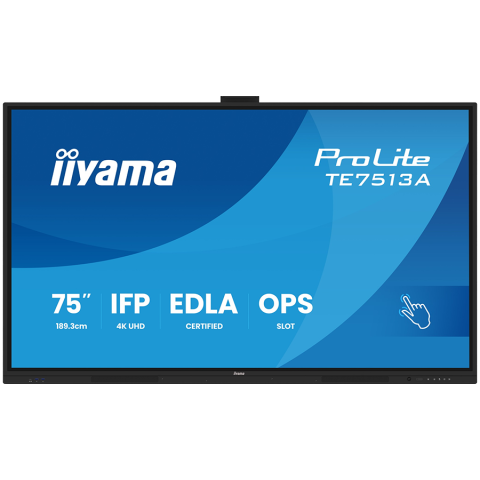 Iiyama Prolite TE7513A-B2AG 75''UHD VA 3840x2160 400cd 1200:1 8ms Android 1, 8/128GB, 40-Points, VGA, HDMI 2x HDMI-out 2x USB-C, Audio mini-jack and Optical Out (S/PDIF), USB Touch Interface, Landscap [1]