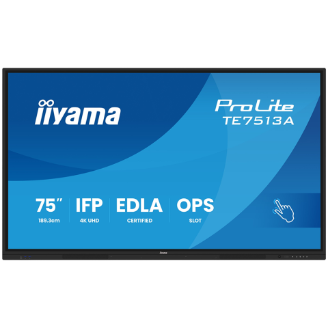 Monitoare\ Televizoare - Iiyama Prolite TE7513A-B2AG 75''UHD VA 3840x2160 400cd 1200:1 8ms Android 1, 8/128GB, 40-Points, VGA, HDMI 2x HDMI-out 2x USB-C, Audio mini-jack and Optical Out (S/PDIF), USB Touch Interface, Landscap