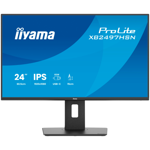 Monitoare\ Televizoare - Iiyama ProLite XB2497HSN-B1, 60.5 cm , 23.8, 1920 x 1080 pixels, Full HD, LED, 1 ms, Black IPS monitor with USB-C docking, LAN