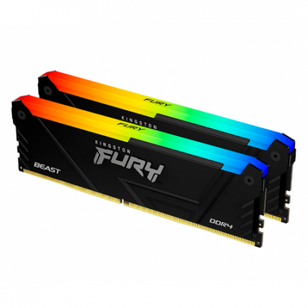 Memorii RAM - Kit Memorie Kingston Fury Beast RGB Intel XMP 2.0, 16GB, DDR4-3200MHz, CL16, Dual Channel