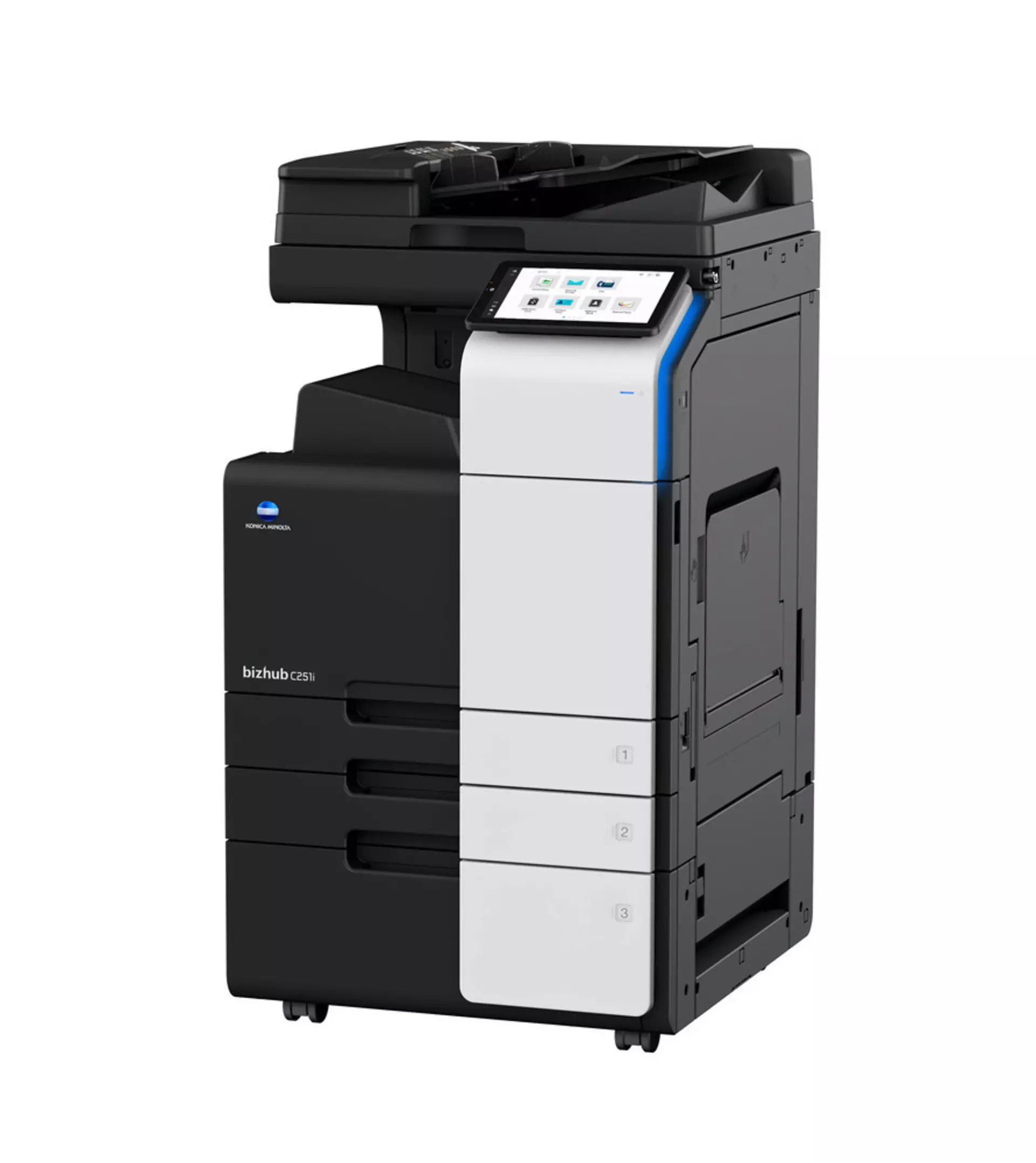 Multifunctionale laser - Konica Minolta Bizhub C251i + Alimentator Documente RADF DF632 + Stand Mobil DK516X + Set tonere CMYK - Instalare Gratuita