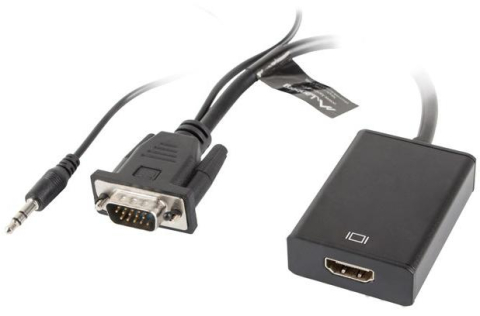 Periferice PC - Adaptor video activ Lanberg AD-0021-BK VGA la HDMI cu audio