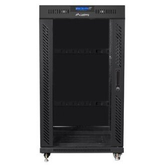 Rack podea LANBERG FF01 6822 12BL, 19 inch, 22U, 600x800 mm, Negru, Usă sticlă, LCD [1]